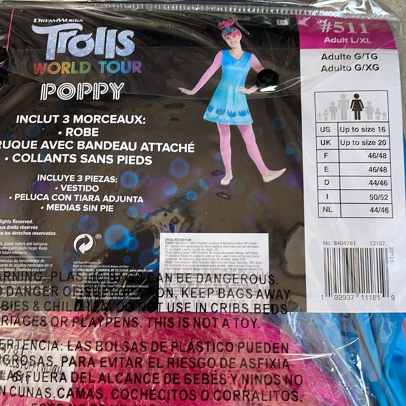 Trolls World Tour: Poppy Adult Costume! New! - Picture 9 of 10